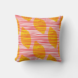 Abstract lemon with leaf seamless pattern. Hand dr Cushion