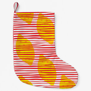 Abstract lemon with leaf seamless pattern. Hand dr Small Christmas Stocking