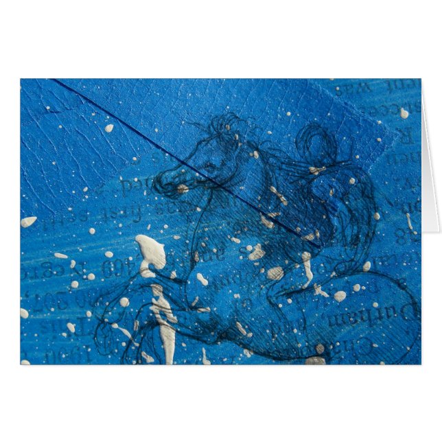 Abstract Leonardo Da Vinci Horse on Blue (Front Horizontal)