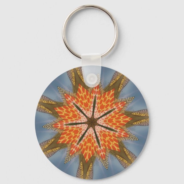 Abstract Leopard Pattern: A Kaleidoscope Effect Key Ring (Front)