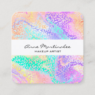 Abstract Leopard Print Marble Square Business Card