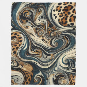 Abstract Leopard Print Swirl Fleece Blanket