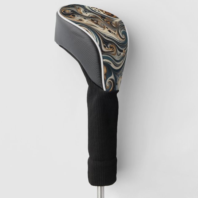 Abstract Leopard Print Swirl Golf Head Cover (Angled)