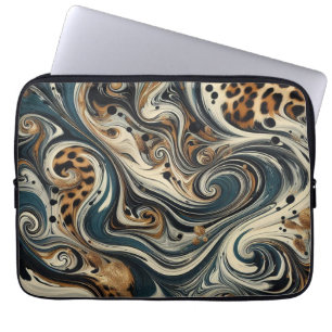 Abstract Leopard Print Swirl Laptop Sleeve