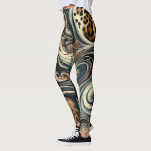 Abstract Leopard Print Swirl Leggings