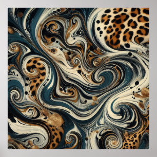Abstract Leopard Print Swirl Poster