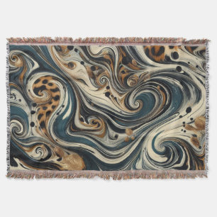 Abstract Leopard Print Swirl Throw Blanket