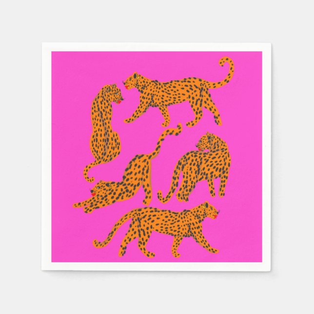 Abstract leopard with red lips illustration  poste napkin (Front)
