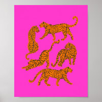 Abstract leopard with red lips illustration