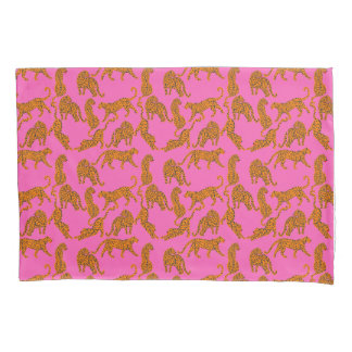 Abstract leopards with red lips and earnings  pillowcase