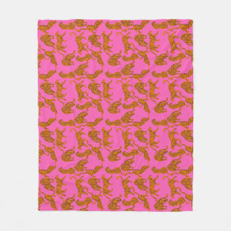 Abstract leopards with red lips and earnings wrap fleece blanket