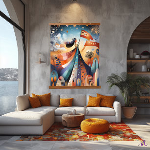 Abstract Liberty Reimagined: Whimsical Artistic Hanging Tapestry