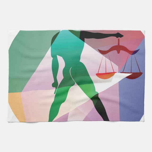 abstract libra tea towel (Horizontal)