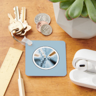 Abstract Light Blue Fractal Keychain