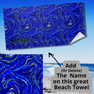 Abstract Light & Dark Blue Swirls  Beach Towel