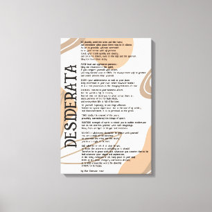 Abstract Light Dark Tan Desiderata by Max Ehrman Canvas Print
