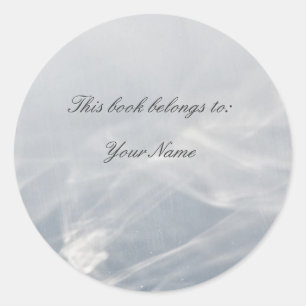 Abstract light grey bookplates classic round sticker
