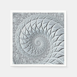 Abstract Light Grey Spiral Fractal Napkin