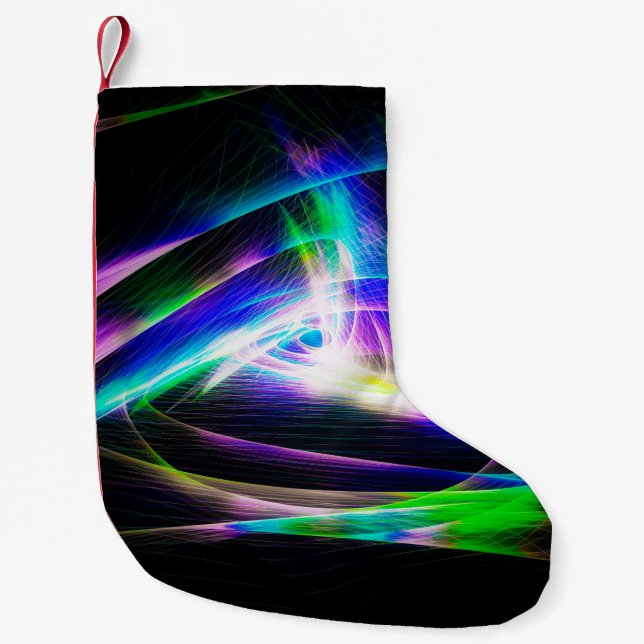 Abstract light waves and black backgroundabstract, small christmas stocking (Front)