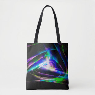Abstract light waves and black backgroundabstract, tote bag