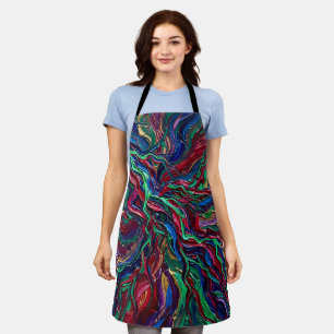 Abstract Lightning Bolt Jewel Tone Oil Apron
