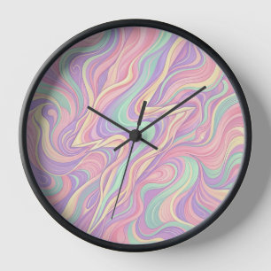 Abstract Lightning Bolt Pastel Modern Art Clocks