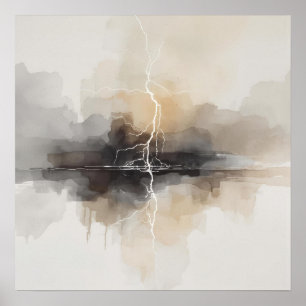 Abstract Lightning in Neutrals Print