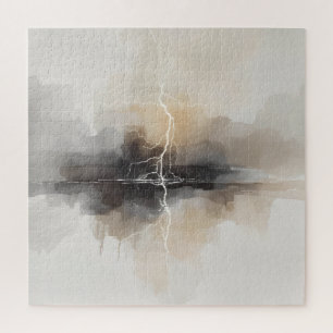 Abstract Lightning in Neutrals Print Jigsaw Puzzle