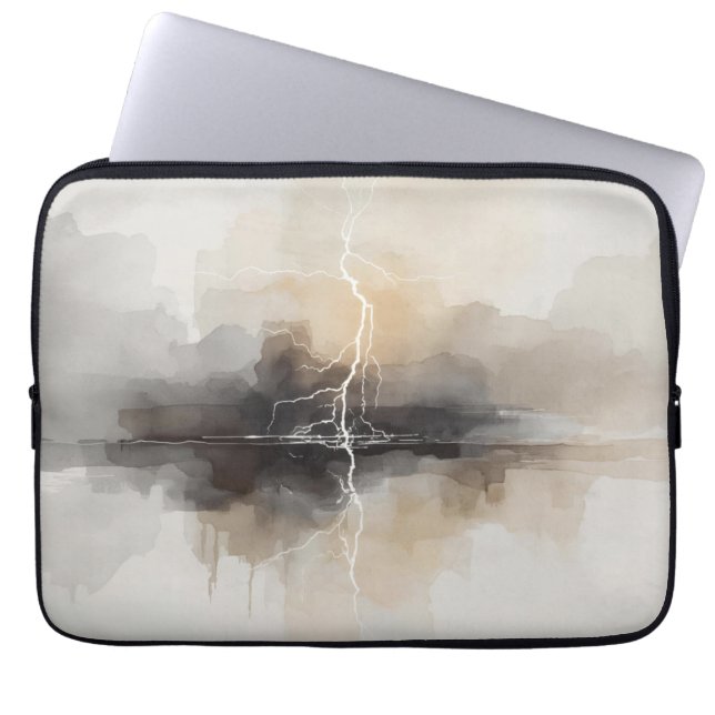 Abstract Lightning in Neutrals Print Laptop Sleeve (Front)