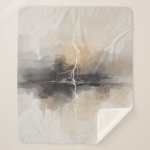 Abstract Lightning in Neutrals Print Sherpa Blanket