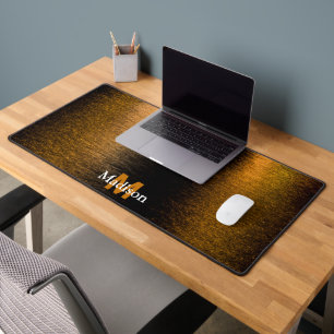 Abstract lights sea shiny bronzed Monogram Desk Mat
