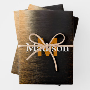 Abstract lights sea shiny bronzed Monogram Wrapping Paper Sheet