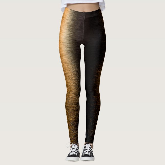 Abstract lights sea shiny bronzed reflection leggings (Front)
