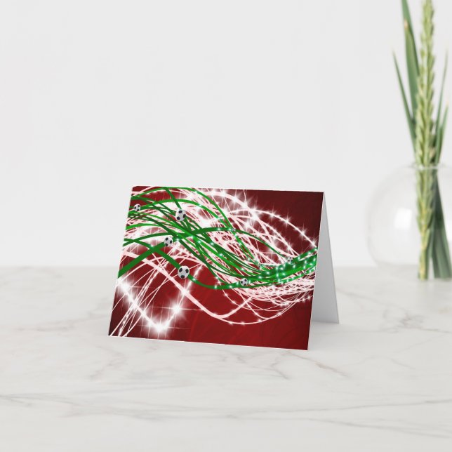 Abstract Lights Soccer - Christmas/Holiday Card (Front)
