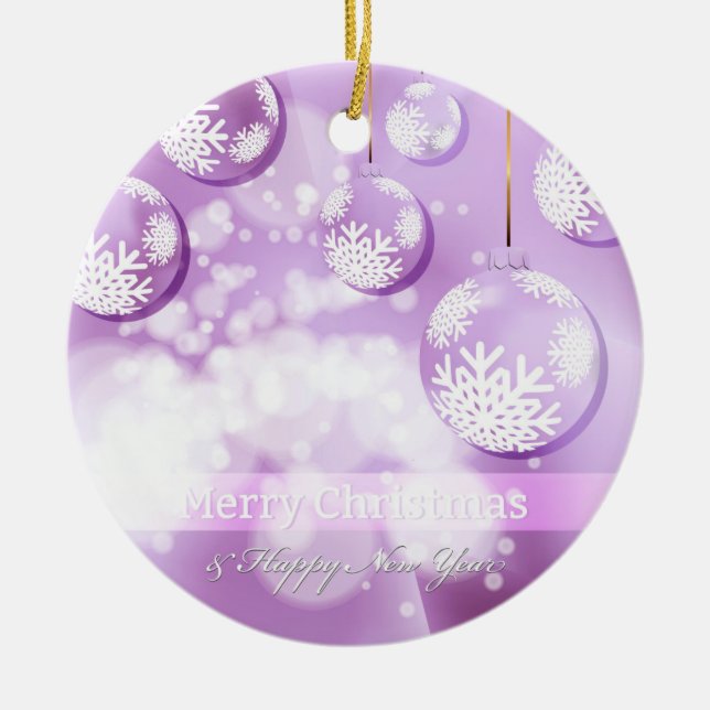 Abstract Lilac Christmas Balls Ceramic Ornament (Front)