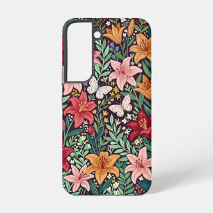 Abstract Lilies Butterflies Samsung Cases