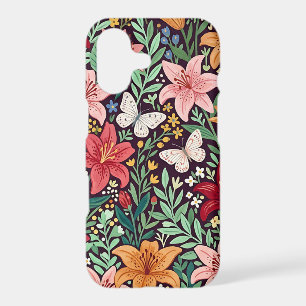 Abstract Lilies Garden Butterflies iPhone Cases