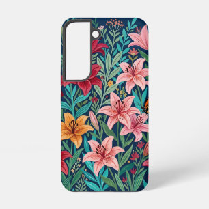 Abstract Lilies Garden Butterflies Samsung Cases