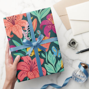 Abstract Lilies Garden Wrapping Paper