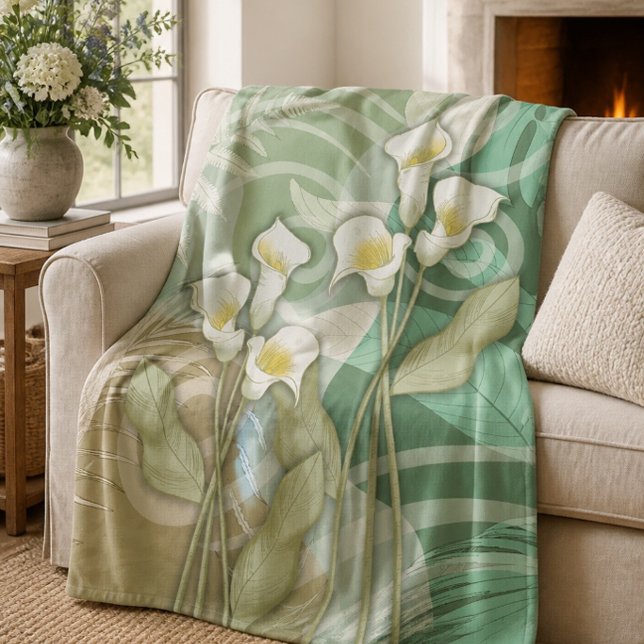 Abstract Lilies Medium Fleece Blanket (Creator Uploaded)