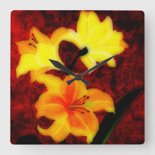 Abstract Lillies Wall Clock