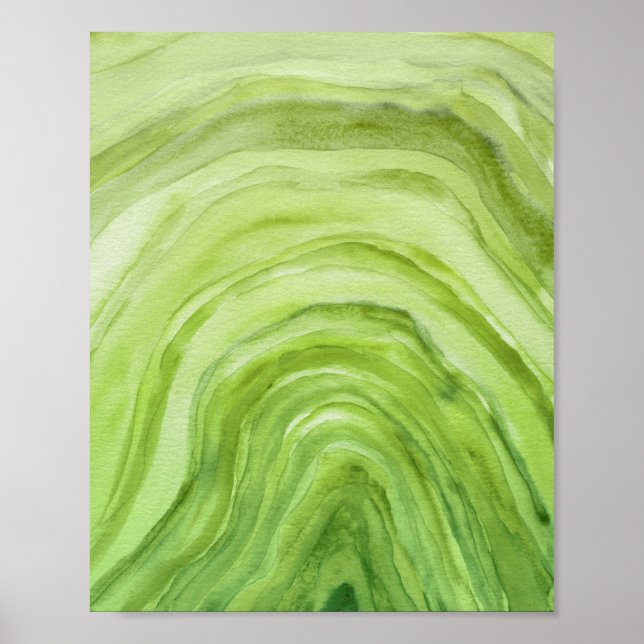 Abstract Lime Green Agate II Watercolor Art Poster (Front)
