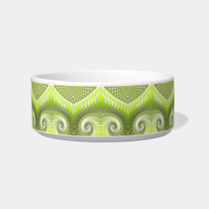 Abstract Lime Green Fractal Pattern Bowl