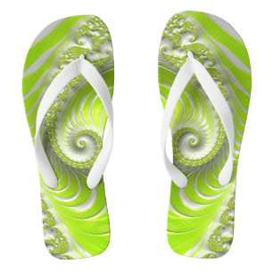 Abstract Lime Green Spiral Fractal Jandals