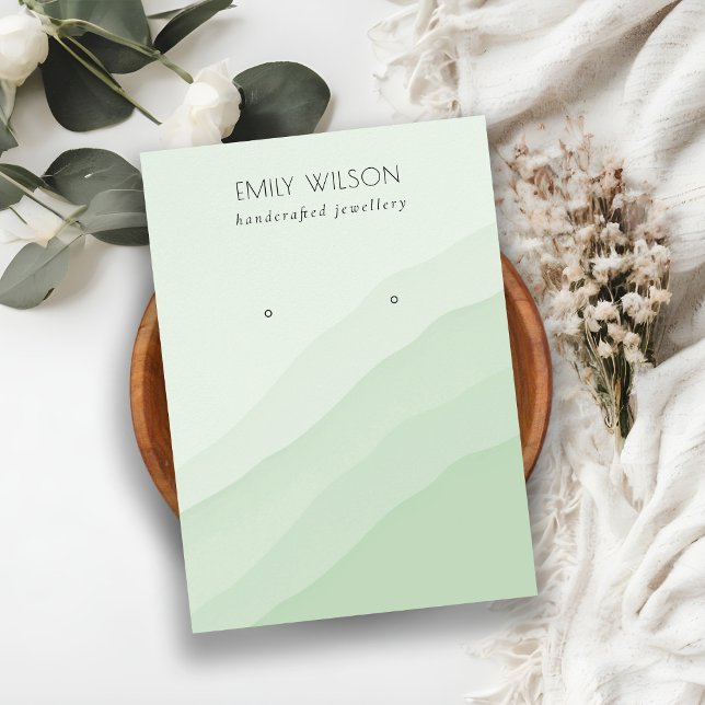 Abstract Lime Green Waves Stud Earring Display Business Card (Creator Uploaded)