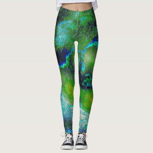 Abstract Limestone in Lime Greens and Blues Leggings