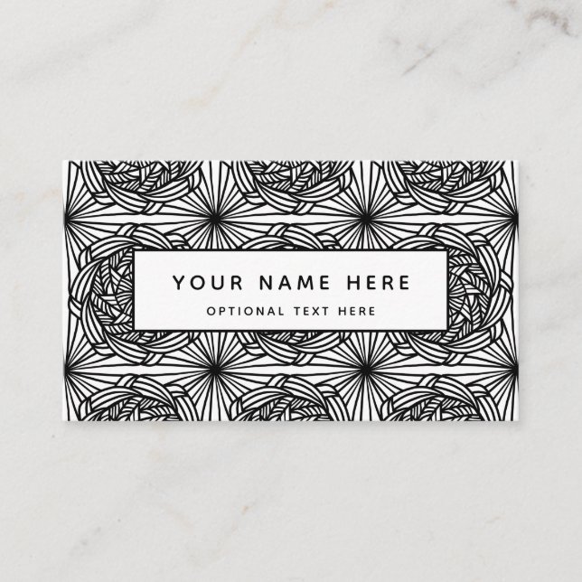 Abstract Line Art Black White Mandala  Business Card (Front)