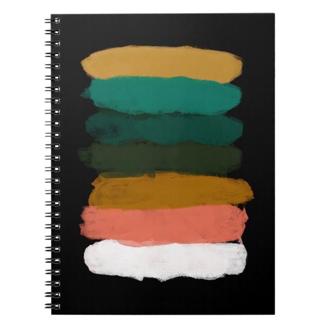 Abstract line art brush strokes colourful fine art notebook (Front)