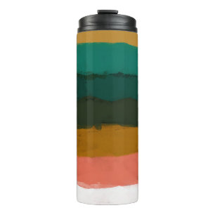 Abstract line art brush strokes colourful fine art thermal tumbler