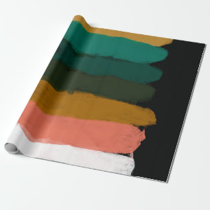 Abstract line art brush strokes colourful fine art wrapping paper